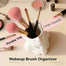 1pc 3-Color Abstract Minimalist Nordic Style Makeup Brush Holder, Desktop Organizer - A-white - View 3
