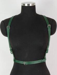Y2K Green PU Leather Body | Adjustable Strap Chest , Suitable For Festivals And Club Wear - A - View 3