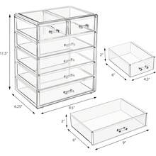 Acrylic Makeup Organizer Set, 6-Drawer Vanity & Countertop Cosmetic Storage With Small & Wide Drawers, Clear Makeup Storage For Brushes, Lipsticks, Jewelry – Holiday Gift For Women & Teens - Clear - View 3