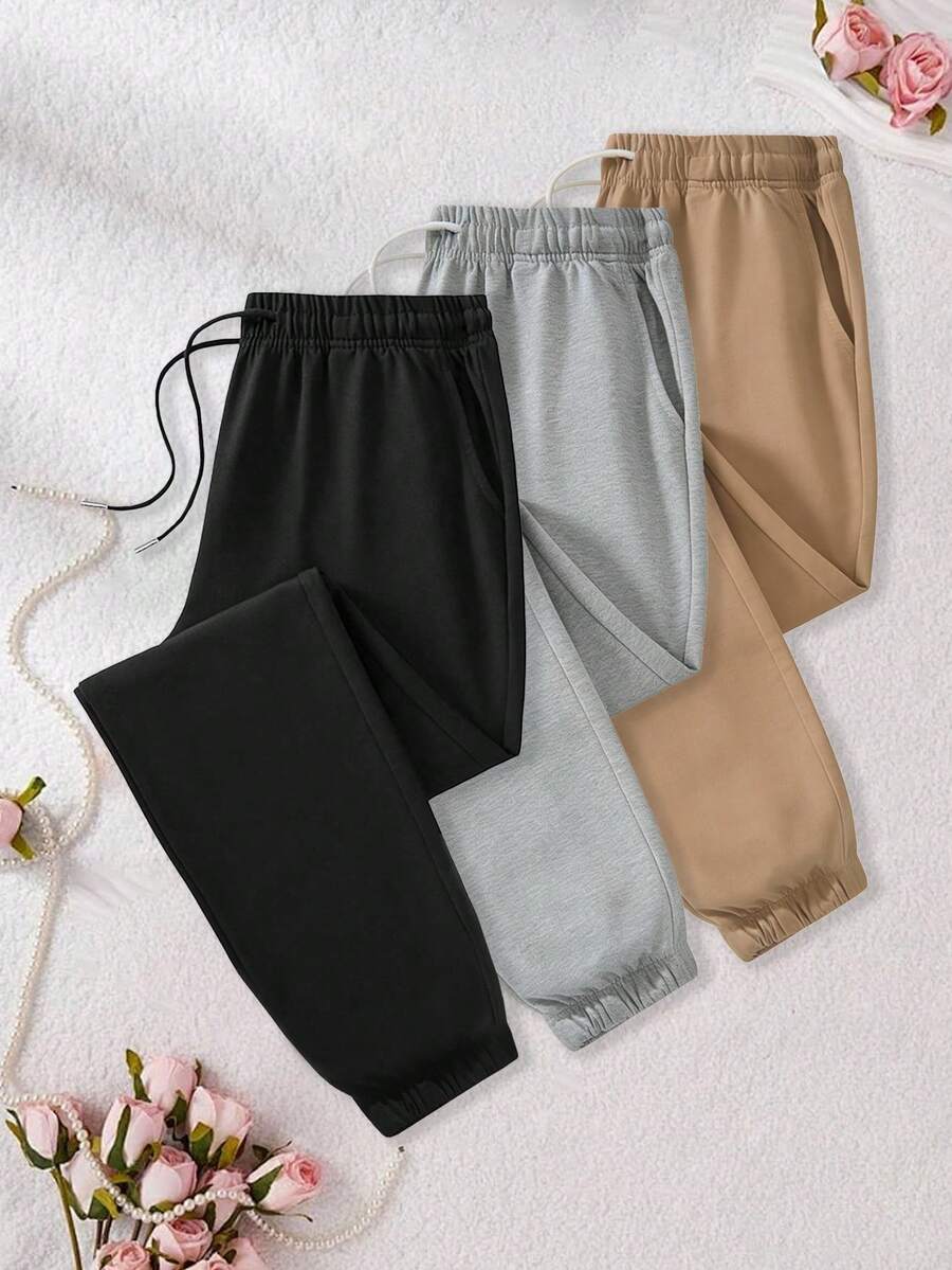 New Women's Outdoor Casual Pants, Loose Fit, Solid Color Design, Suitable For All Seasons, Slimming And Versatile, Suitable For Hiking, Camping, Adventure, Jogging And Various Occasions - 黑色 - 查看 1