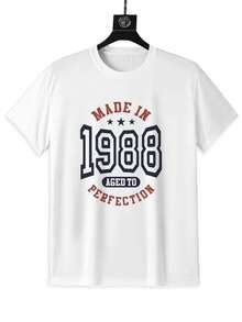 Camiseta hombre cuello redondo y manga corta.  Para hombres y mujeres, para parejas, para parejas, camiseta de manga corta con estampado de moda, camiseta de media manga, cómoda y transpirable - Blanco - Ver 3