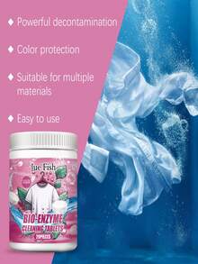 JUE FISH Viên sủi làm sạch quần áo, chất tẩy vết bẩn sinh học bằng enzyme và muối, viên sủi làm sạch có mùi thơm. - Thể rắn - Xem 7