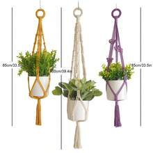 3 chiếc giá treo cây macrame, kiểu dáng Boho hình quả dứa, giỏ treo trong nhà, trang trí tường trưng bày cây cảnh - Dây treo nghệ thuật sợi thủ công, không bao gồm cây. - Nhiều màu - Xem 6