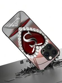 1-częściowy personalizowany pokrowiec na telefon z bordowym sercem i srebrnym, kreatywnym wzorem liter, wykonany ze szkła hartowanego, kompatybilny z 'em 17 ProMax/17 Air/15/16 Pro/14 Plus/13 Pro/12 Pro Max/11/Xs Max/8/7/6 Plus, S24 Ultra/S25 Ultra, Redmi NOTE13/14, Redmi K40, Mi 11. Modny, spersonalizowany prezent biznesowy dla rodziny, współpracowników i przyjaciół. - Czarne - Zobacz 7