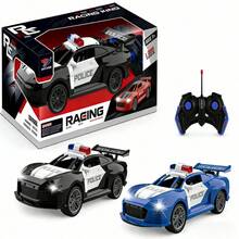 1:20 Coche de policía a escala con control remoto, luces, cinco canales, plástico negro y azul para jugar al aire libre,juguete de coche de policía,juguete coche de policía,juguetes de coche de policía para niños 3-5 - color aleatorio - Ver 7