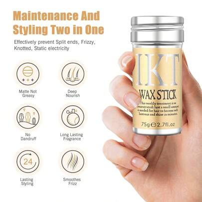 ikt Bộ dụng cụ tạo kiểu tóc bằng sáp vuốt tóc, bao gồm lược gỗ, lược chải viền tóc, lược đuôi chuột và lược răng thưa, bộ dụng cụ làm mượt và giữ nếp tóc, thích hợp để tạo kiểu tóc búi, tạo đường chân tóc, tạo kiểu tóc giả và hoàn thiện kiểu tóc hàng ngày.