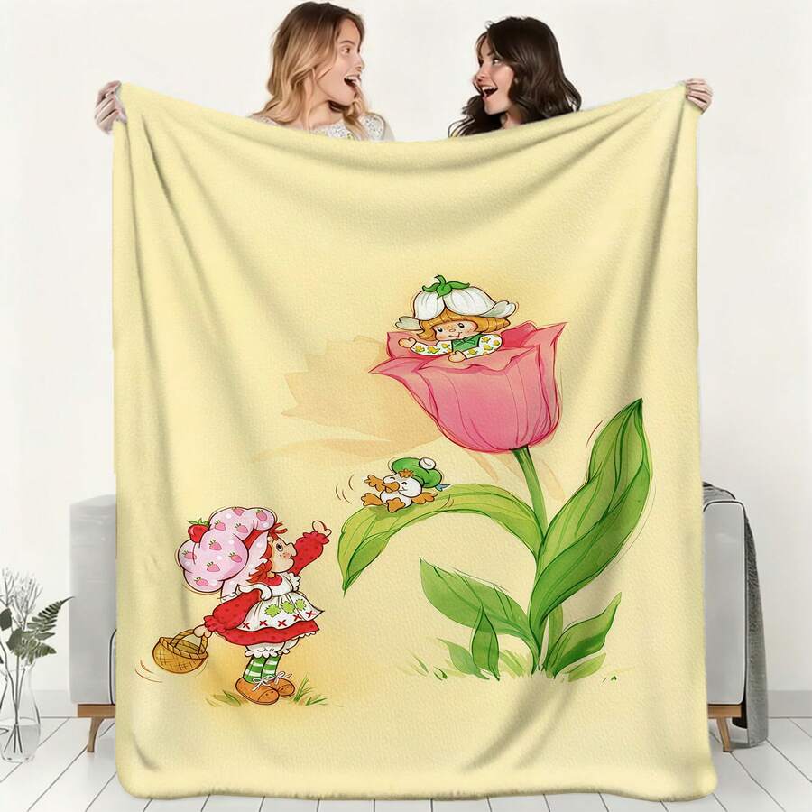 S-Strawberry Pink Shortcake Throw Blanket – Fluffy Plaid Picnic & Camping Blanket, Soft & Cozy Portable Sofa Decor, Downy King Lid Blanket For All-Season Comfort - Photo-13 - 查看 1