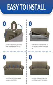 KEKUOU Stretch Sofa Cover Slipcover ,Couch Covers For 3 Cushion Couch Sofa Pet Friendly (78"-94") Furniture Protector Sofa With Elastic Bottom For Kids,Dog, Jacquard Small Checked(Large,Khaki) - Color15 - 查看 7