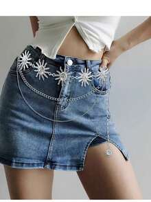 Cadena de cintura con diseño de sol y luna de varias capas, cadena de cintura de metal para vestidos de mujer - Girasol - Ver 7