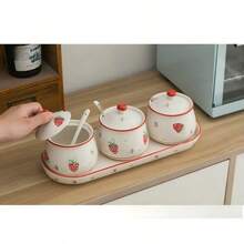 Japanese Ceramic Seasoning Jar And Spice Box - Creative Salt Jar And Spice Box Set - Home Kitchen Storage Canister - Home Kitchen Supplies - Multicolor - View 10