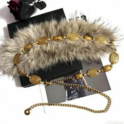 Vintage Punk Hip Hop Jazz Dance Waist Belt Accessory, Fluffy Fur Waist Decor For Women, Suitable For Jeans