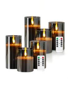 2/3/4/6-Piece Black LED Flameless Candles With Remote Control Timer, Warm Flickering Light, Battery-Powered Ambient Lighting, Suitable For Weddings, Parties, Holidays/Home Décor. - Grey - View 12