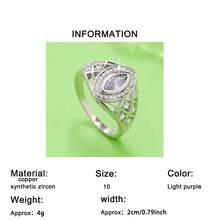 1pc Synthetic Horse Eye Shaped Ring For Women, Elegant Minimalist Style Jewelry, Versatile Sparkling Gift For Mother's Day, Valentine's Day, Christmas - Light Purple - View 5