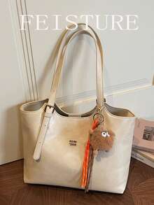 Bolso de hombro de gran capacidad para uso diario y viajes, bolso de moda con cierre magnético y colgante, adecuado para salidas diarias, citas y viajes - Blanco - Ver 5