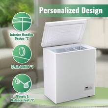 WANAI 4.0 Cubic Feet Capacity Refrigerator, Equipped With Temperature Display Function, Compact Mini Freezer With 2 Detachable Baskets, Suitable For Any Location,White - 美規B型插(110-127V) - 查看 6