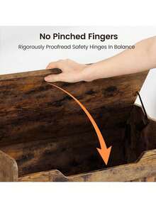 Banco de almacenamiento de pecho de madera con tapa, Caja de juguetes de madera para niños y niñas, Caja de juguetes de madera para niños grandes, Banco de almacenamiento con bisagra de , Baúl de almacenamiento para la entrada, Sala de estar, Dormitorio, Sala de juegos - 24,8 pulgadas - Marrón óxido - Ver 6