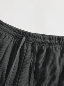 2-Pack Men's Corduroy Shorts With A Flowy Texture, Loose Straight Leg Fit, Perfect For Everyday Commute And Casual Wear, A Must-Have For A Relaxed Style - Black + Gray - View 5