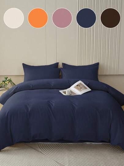 2/3pcs Bedding Set, Solid Color Skin-Friendly Bedding Set, Minimalist Style Bedding Set, Comfortable Soft Breathable, Ideal For Easter, Mother's Day And Holiday Gifts, Suitable For Twin/Full/Queen/King Size Beds - Perfect For Bedroom, Guest Room, Dorm, Includes 1pc Duvet Cover And 1/2pcs Pillow Shams (Filling Not Included), Machine Washable.