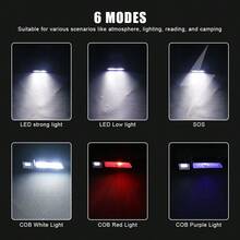 1PC Rechargeable EDC Flashlight Compact 8 Mode Pocket LED Flashlight USB-C Rechargeable Light With Digital Display Side Light & Clip - Multicolor - View 5
