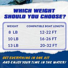 Galvanized Fluke Style Anchor Kit Includes Galvanized Fluke Anchor, Rope, Shackles, Chain 8LB 10LB 13LB - For Boat 12-22FT, 8 LB - View 8