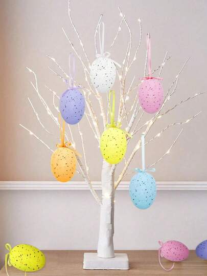 Bộ 6/3 quả trứng Phục Sinh trang trí, trứng Phục Sinh bằng nhựa nhiều màu sắc để trang trí cây Phục Sinh, trứng Phục Sinh vẽ tay, trang trí giỏ, đồ thủ công tự làm, quà tặng tiệc Phục Sinh, vật trang trí bàn, trang trí nhà cửa.