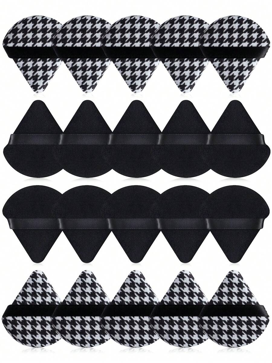 20PCS Multi-Purpose Triangle Powder Puffs: Soft Non-Irritating Puffs For Powder, Cushion & Daily Makeup Refreshing - Black - View 1