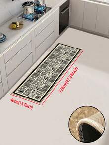 3.5mm Thick Soft Rubber Linen Kitchen Mat, Moroccan Tile Style Absorbent Kitchen Rug, Edged Carpet To Prevent Peeling, Water-Absorbing And Easy To Clean Mat, Linen Surface With Sponge Middle And Rubber Bottom, Suitable For Kitchen, Bathroom, Laundry Room, Hallway, Living Room And Other Occasions - Multicolor - View 12