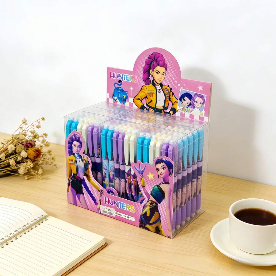 12支/套 KPOP 女巫狩猎主题流行可擦水性中性笔，学生文具，Manmo 消毒签名笔，随机包装，适合新年、情人节、复活节礼物 - 彩色 - 查看 1