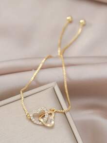 1条优雅迷人的心形闪亮立方氧化锆链手链，适合女性和女孩日常佩戴和生日礼物 - 彩色 - 查看 6