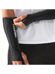 1 par de mangas de voleibol extra grandes con almohadilla y orificio para el pulgar, adecuado para deportes de voleibol, unisex, negro - Negro - Ver 10