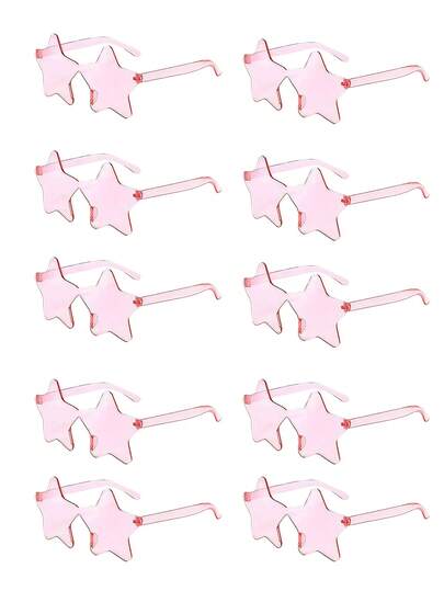 10pcs/Set Candy-Colored Heated Party Glasses With Pentagram Metal Decor, Perfect For Summer Beach, Holiday Party, Outdoor Activities, Back To School