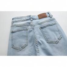 Pantalones Mezclilla Altos Roturas Diseño Para Mujer Dama - Azul - Ver 9