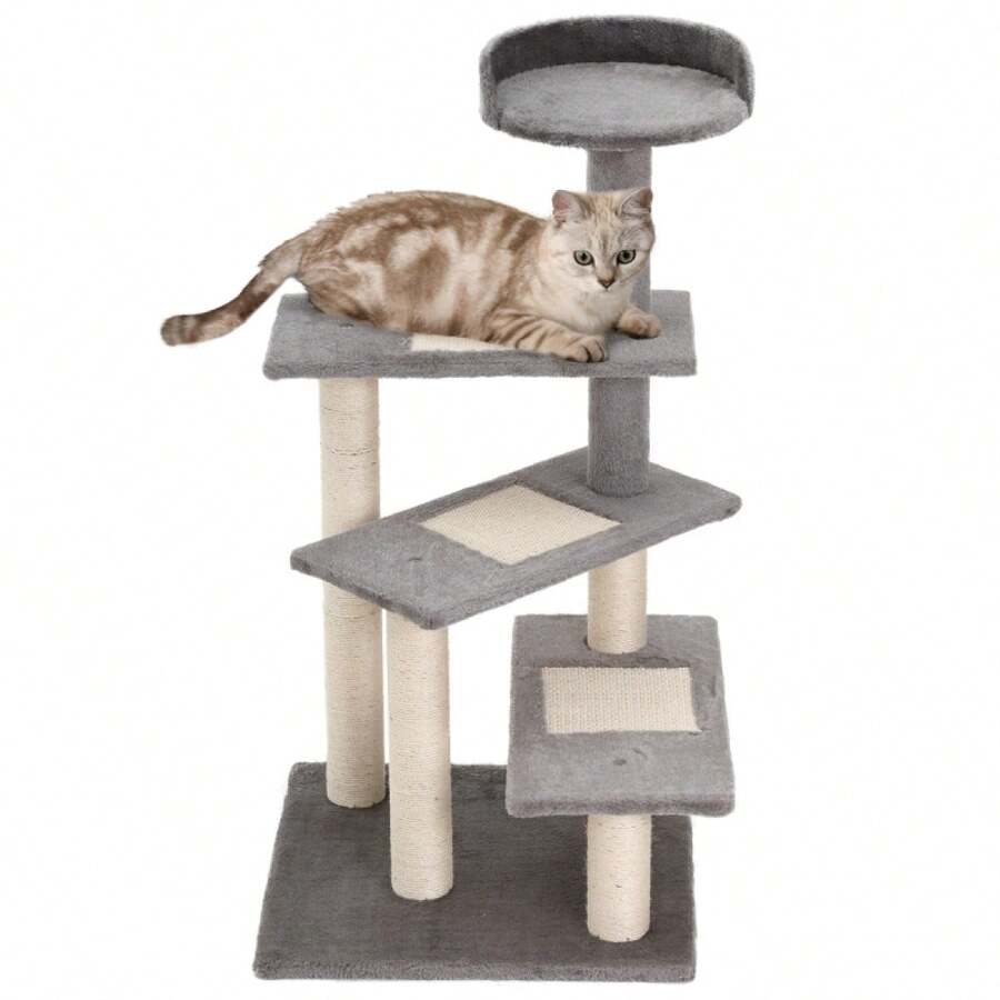 Kletterbaum Katzenbaum Spielbaum Katzenkratzbaum Treppe 5 Schichte Beige Grau 48.5 X 48.5 X (LxBxH) On-Site - 1 - View 1