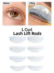 Libeauty 4 Pairs L Curl Reusable Silicone Eyelash Perm Pads | Washable Lash Lift Shields | Cute Aesthetic Beauty Tool For At-Home & Salon Lash Styling - Multicolor - View 1