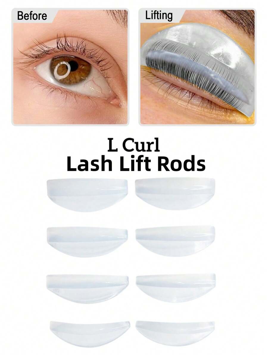 Libeauty 4 Pairs L Curl Reusable Silicone Eyelash Perm Pads | Washable Lash Lift Shields | Cute Aesthetic Beauty Tool For At-Home & Salon Lash Styling - Multicolor - View 1