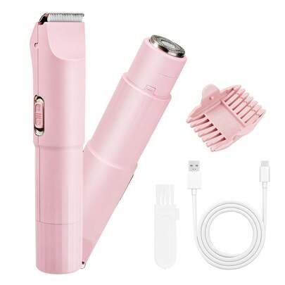 Conduroma Women's Portable Dual-Head Electric Shaver - Bikini Trimmer, Women's Depilatory, Suitable For Intimate Area, Face, Legs And Underarms, Painless Wireless Shaver, Fast Charging