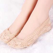 Calcetines invisibles para barco para mujer, de verano, delgados, sin deslizamiento, de encaje hueco, antideslizantes con silicona para damas - Multicolor - Ver 7