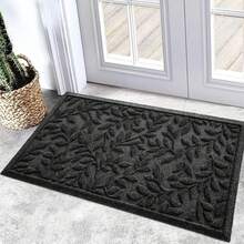 ¡RecomendadoBulijojo - Felpudo de entrada para interiores y exteriores, duradero y resistente, tapete de bienvenida de goma natural gruesa, absorbente, antideslizante, alfombra de entrada fácil de limpiar, 17 x¡Top de Temporada - Hojas verdes - Ver 13