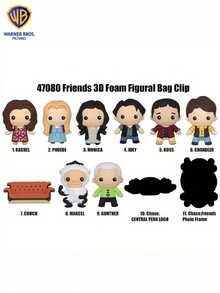 Warner Bros 1个官方授权的《老友记》盲盒3D立体人偶包夹挂件，动漫收藏品，开云集团背包装饰，瑞秋·罗斯、钱德勒、乔伊、莫妮卡、菲比礼物 - 彩色 - 查看 6