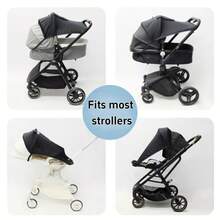 1pc High View Dual-Direction Stroller Canopy Sunshade - Universal Elastic Band Mesh Sunroof, Black Stroller Canopy Sunshade, Stretchable, UV Protection, Easy To Carry - Without Sunroof - View 3