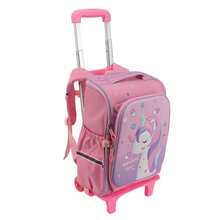 Mochila con ruedas para niños, mochila escolar desmontable de gran capacidad con 2 ruedas, mochila escolar para niños con ruedas para libros y papelería. - Rosa - Ver 8