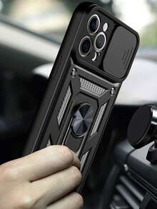 Military Industry Anti-Fall Nail Soldier X Ring Holder Phone Case, Compatible With IPhone 17 16 15 14 13 - Black - View 3