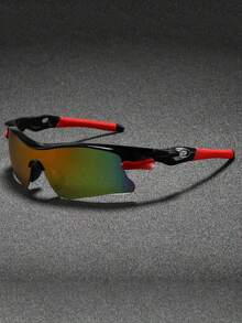 FIYLROG 1 Pair Steampunk Style Y2K PC Blue Lens Half-Frame Futuristic Design Glasses, Multi-Color Options, Men's Outdoor Sports Cycling Fashion Glasses, Motorcycle Riding Fashion Glasses, Streetwear Accessories, Beach Accessories Glasses, Create Street Style, Suitable For Spring/Summer Beach Vacation, Outdoor Activities And Travel - Multicolor - View 12
