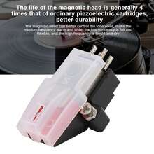 Phonograph Turntable Dual Moving Magnet Stereo Vinyl Record Player Stylus Needle - Negro - Ver 7