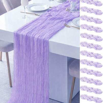 Lilac Purple Lavender Cheesecloth Table Runner Boho Rustic Gauze Cheese Cloth Runner For Wedding Party Baby Shower Birthday Home Decor Holiday Decorations