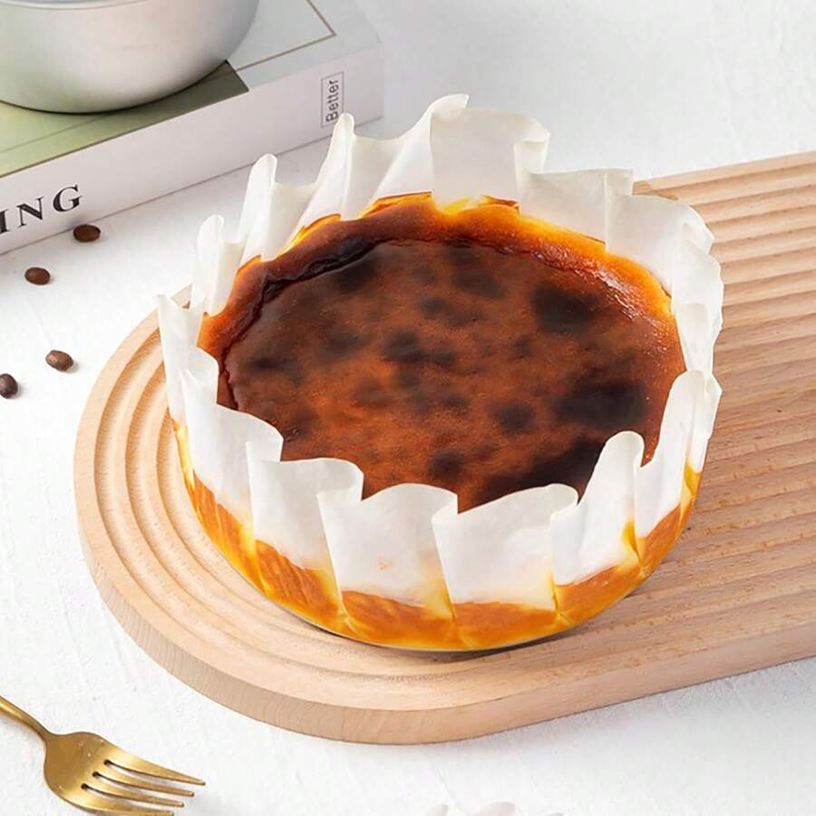 Khay giấy chống dính làm bánh phô mai 4/6/8 inch, khuôn bánh gấp gọn, giấy lót khuôn bánh mousse, giấy chống dính mép bánh. - trắng - Xem 1