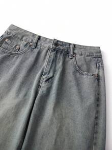 Women Casual Low Rise Jeans Fashion Loose Straight Leg Denim Pants With Pockets For Summer Spring - Baby Blue - View 8