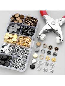 50/100pcs Five-Prong Snap Button Installation Kit, Sewing-Free Snap Buttons, Hand Press Pliers, Snap Tool, Stud Buttons, Multi-Functional Snap Fasteners - Multicolor - View 1