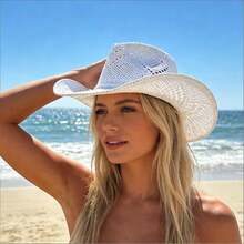 Hollowed Out Western Cowboy Hat Free Interpretation To Create An Extraordinary Vintage Style Personality Statement To Feel The Western Style And Free Soul - 白色 - 查看 4