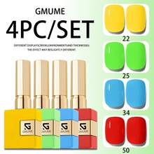 GMUME 4瓶/套 16ml 彩虹糖果凝胶指甲油套装，编号22、25、34、50，亮黄色、绿色、蓝色、红色，适合夏季节日派对DIY美甲，可卸UV/LED凝胶指甲油，瓶身设计与颜色相匹配 - 彩色 - 查看 13